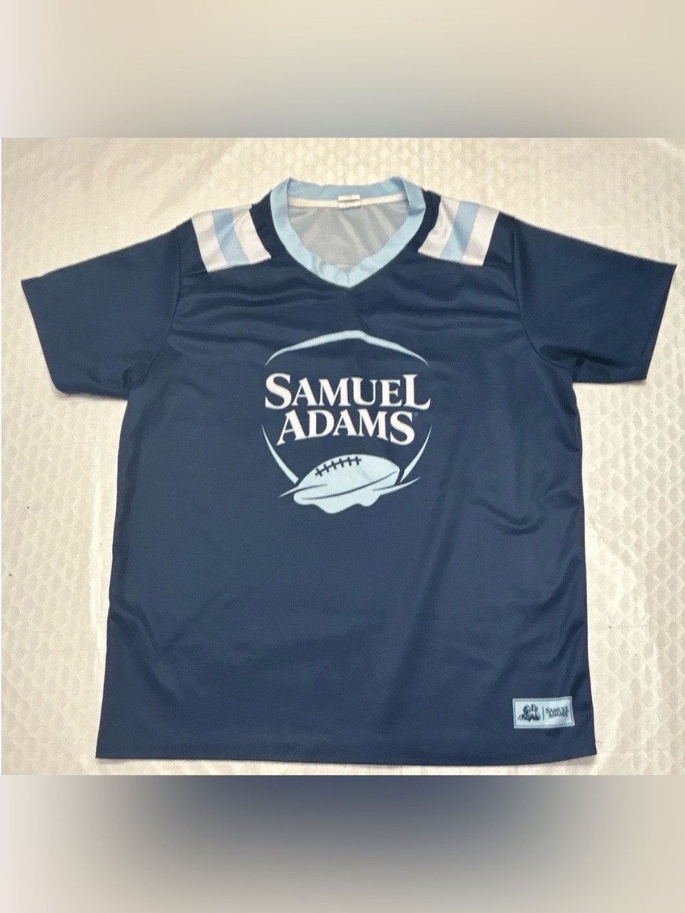 Samuel Adams Men’s V-Neck Football Jersey T-Shirt Breathable Polyester Medium